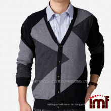 Unregelmäßig gestreifter Cardigan 100% Kaschmir Herren Strickpullover